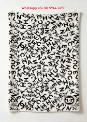 Chanel CC Monogram Flannel Sofa Throw Blanket – Black White IMG_7264